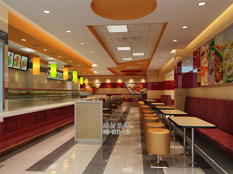 杭州小型快餐店怎样的装修风格更吸引人？杭州比较吸引人小型快餐店装修效果图